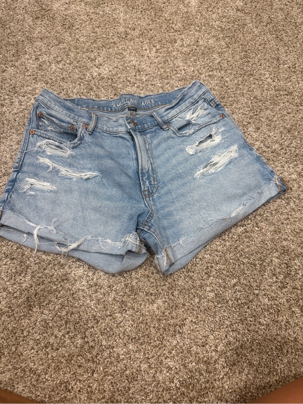 American Eagle Outfitters Light Wash Distressed Denim Shorts